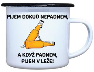 Smaltovaný plecháček s potiskem Pijem Objem: 330 ml