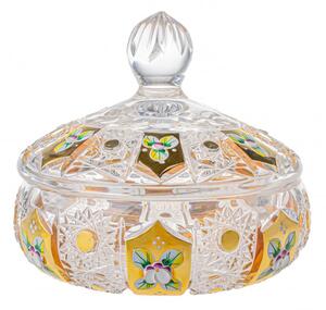 Broušená dóza, Zlatá, Royal Crystal, 16,5 cm