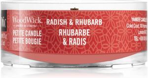 Woodwick Radish & Rhubarb votivní svíčka s dřevěným knotem 31 g