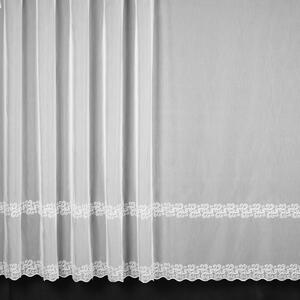 Berk voálová záclona PETRA, vyšívané ornamenty v proužcích, s bordurou, bílá, výška 175cm ( v metráži)