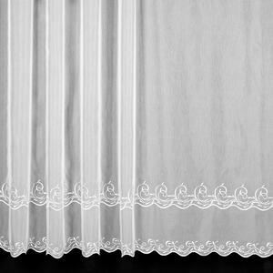 Berk voálová záclona MAJA, vyšívané ornamenty, s bordurou, bílá, výška 175cm ( v metráži)