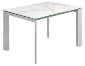 Bílý porcelánový rozkládací jídelní stůl Kave Home Axis 120/180 x 80 cm s šedou podnoží