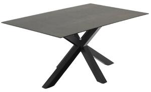 Černý porcelánový jídelní stůl Kave Home Argo 160 x 90 cm s černou podnoží