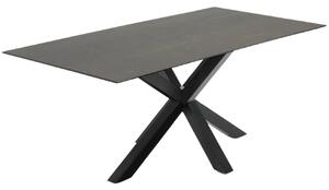 Černý porcelánový jídelní stůl Kave Home Argo 200 x 100 cm s černou podnoží