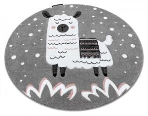 Dětský kusový koberec Petit Lama grey kruh 120x120 cm