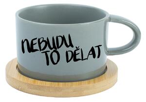 NEBUDU TO DĚLAT - šedý hrníček makronka 200 ml