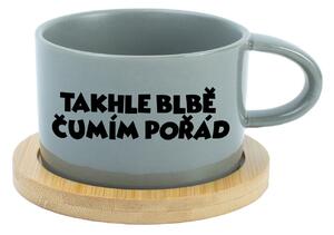 TAKHLE BLBĚ ČUMÍM POŘÁD - šedý hrníček makronka 200 ml