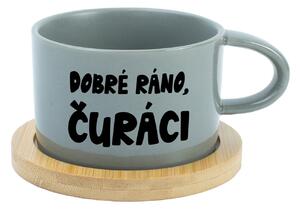 DOBRÉ RÁNO, ČURÁCI - šedý hrníček makronka 200 ml