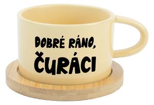 DOBRÉ RÁNO, ČURÁCI - žlutý hrníček makronka 200 ml