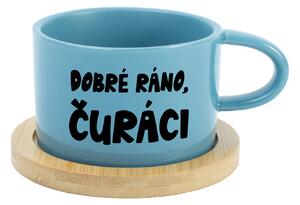 DOBRÉ RÁNO, ČURÁCI - modrý hrníček makronka 200 ml