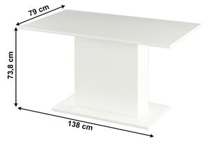 KONDELA Jídelní stůl, bílá, 138x79 cm, OLYMPA