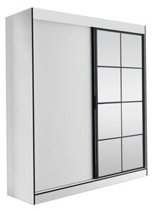 Šatní skříň s posuvnými dveřmi Birelto II 180 2D, Barva: bílá / bílá + černá Mirjan24 5903211158377