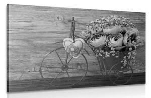 Obraz černobílé květiny ve vintage váze - 90x60 cm
