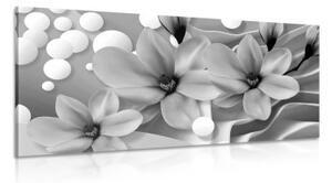 Obraz černobílá magnolie na abstraktním pozadí - 100x50 cm