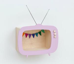 Designová dětská polička televizor Teevee - růžová