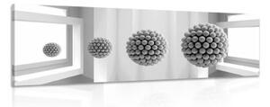 Obraz černobílé kuličky v prostoru - 150x50 cm