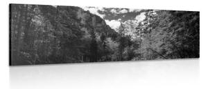 Obraz černobílá horská krajina - 150x50 cm