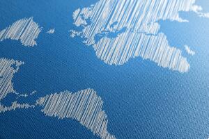Obraz na korku šrafována mapa světa na modrém pozadí