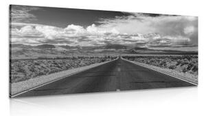 Obraz černobílá cesta v poušti - 100x50 cm