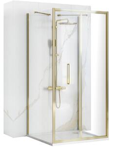Rea Rapid Swing, 3-stěnový sprchový kout 100 (dveře) x 100 (stěna) x 100 (stěna) x 195 cm, 6mm čiré sklo, zlatý lesklý profil, KPL-09400