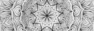 Obraz abstraktní etnická Mandala v černobílém provedení - 120x40 cm