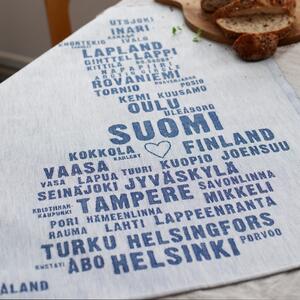 Lněná utěrka My Finland 46x70, bílo-modrá