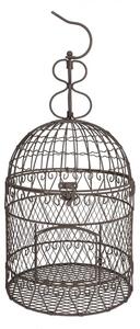 Hnědá kovová dekorační ptačí klec - Ø 20*44 cm