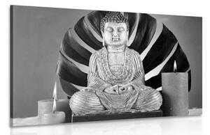Obraz Budha s relaxačním zátiším v černobílém provedení - 120x80 cm