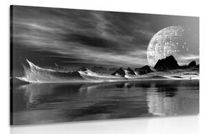 Obraz futuristická krajina v černobílém provedení - 90x60 cm