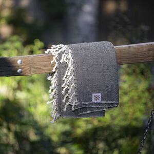 Ručně tkaná vlněná deka Nara V - tmavě hnědá