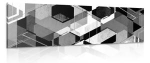 Obraz abstraktní geometrie v černobílém provedení - 120x40 cm