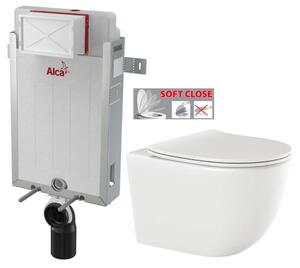 ALCADRAIN Renovmodul - předstěnový instalační systém bez tlačítka + WC INVENA TINOS + SEDÁTKO AM115/1000 X NO1