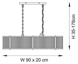 Endon 110945 - Lustr na řetězu RIDGETON 4xE14/6W/230V mosaz/čirá