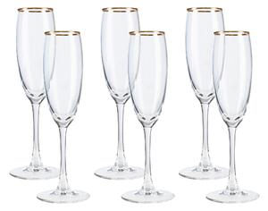 Livarno home Sada sklenic se zlatým okrajem, 6dílná (sklenice na sekt) (100382630001)