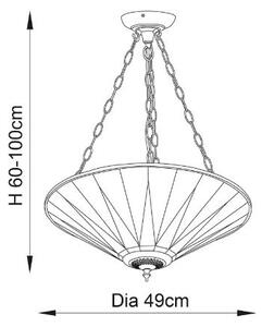 Endon 70754 - Lustr na řetězu Tiffany DARK STAR 3xE27/60W/230V pr. 49 cm