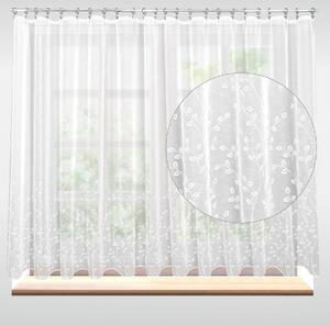 Forbyt záclona polyesterový batist RIVOLI 37449, vyšívané lístky, s bordurou, bílá, výška 250cm (v metráži)