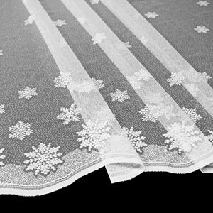 Olzatex Žakárová záclona VLOČKY 36310 zimní, vánoční vzor, s bordurou, bílá, výška 110cm (v metráži)