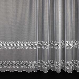 Berk Žakárová záclona BIANKA 2505, ornamenty a květy, s bordurou, bílá, výška 120cm (v metráži)