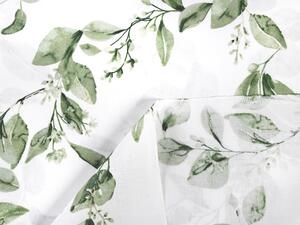 Biante Bavlněný závěs Sandra SA-422 Zelené listy na bílém 140x140 cm