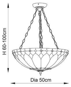 Endon 63976 - Lustr na řetězu Tiffany BROOKLYN 3xE27/60W/230V pr. 50 cm