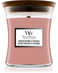 Woodwick Pressed Blooms & Patchouli vonná svíčka s dřevěným knotem 275 g