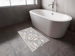 Koupelnová pěnová rohož / předložka PRO-031 Černo-béžová proplétaná mozaika - metráž šířka 65 cm