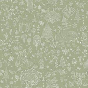 Zelená dětská vliesová tapeta na zeď, zvířátka, rostliny, 14805, Happy, Parato