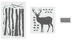 Samolepka na zeď Deer - stromy, jelenek a ptáčky HD037