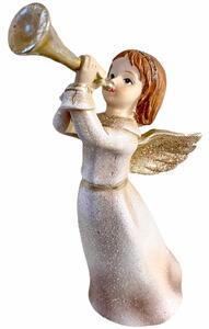 Anděl stojící s trubkou champagne, 7x11x20 cm