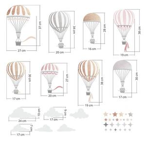 Samolepka na zeď Fly - balóny, obláčky a hvězdičky DK369