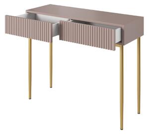 Toaletní/konzolový stolek Nicole 100 cm - antická růžová / zlaté nožky