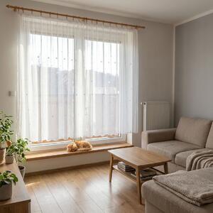 Rand žakárová jemná záclona EAL27290, květinový vzor, vyšívaná, bílá, výška 180cm (v metráži)