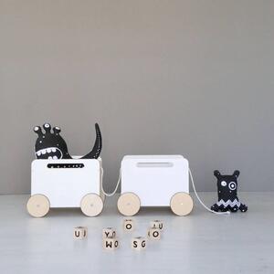 Dřevěný vozík na hračky OOH NOO - bílý