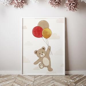 Plakát Teddy - medvídek + balónky P001